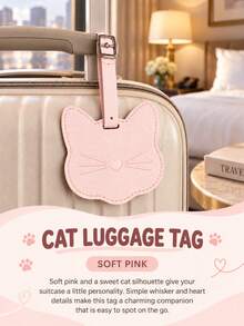 Cute Cat Shaped Luggage Tag, Adjustable Buckle Luggage Identification Tag, Unisex Travel Bag Hanging Tag, Essential For Airport/Train/Vacation Travel - Multicolor - View 4