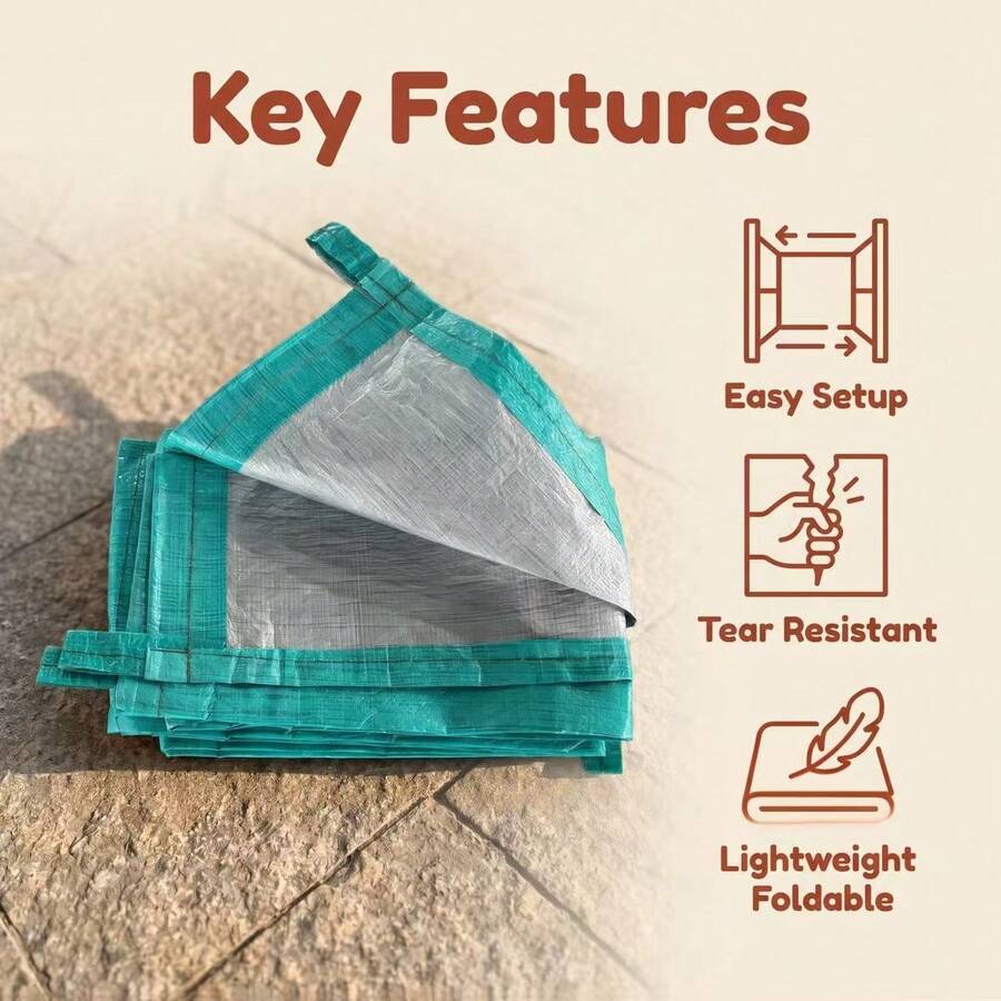 Heavy Duty Waterproof Tarp,All-Weather Protection Cover For Outdoor, Camping, Patio, Furniture, Green / Silver,Reinforced & Tear Resistant Polyethylene Tarpaulin With Stitched Edges, With Ear Loops, It Is Easier To Fix And More Stable. - A - View 1