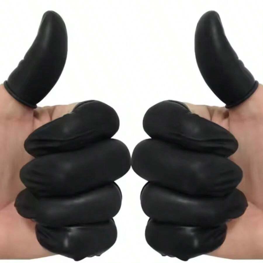 1 Pack 50pcs Black Finger Sleeves, Dust-Proof, Anti-Slip, Multi-Purpose, Durable, Disposable Finger Protectors, Fingertip Cleaning And Protection Tool - Multiple Specifications - View 1