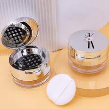 Makeup Organizer Portable Empty Loose Powder Container Refillable Cosmetic Sifter Box With Built In Mirror Travel Compact Makeup Case Ideal Gift For Girls Initial Name Flower And Black 26 Letters Pattern - Silver - View 28