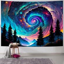 Spiral Galaxy Tapestry Nebula Starry Night Wall Hanging Colorful Space Mountain Forest Aesthetic Decor For Bedroom Dorm - Multicolor - View 3
