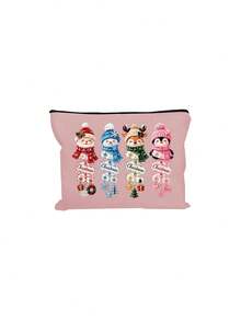 Christmas Print Makeup Bag,Santa Snowman Reindeer Penguin Pattern Cosmetic Bag,Zipper Makeup Pouch Travel Toiletry Bag,For Christmas Birthday Gifts - Multicolor - View 14