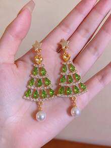 1 Pair Exquisite Fashion Glass Geometric Earrings Suitable For Women To Wear At Christmas Party - Multicolor - View 3