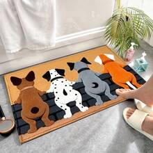 1pc Kitchen Floor Mat, Soft Faux Cashmere Material, Anti-Slip Dog Mat, Bathroom Door Mat, Kitchen Anti-Slip Mat, Entryway Door Mat, Bedroom Door Mat, Suitable For Multiple Scenes Anti-Slip Floor Mat, Room Decor, Holiday Gift - Multicolor - View 7