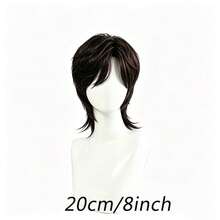 Wig Kepala Penuh 8 Inci Gaya Jepang Pria Rambut Pendek Lurus Berlapis Rambut Pendek Realistis Model Mullet Ekor Serigala Wig Kepala Penuh - MultiWarna - View 8