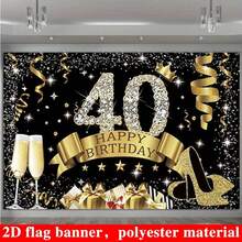 2D Portable Reusable Black & Gold Birthday Backdrop, Suitable For Photo Shooting, Party, Wedding, Home Decor - Black & Gold, Shiny Black & Gold Birthday Celebration Photography Background, 40th, 50th, 90th Birthday Banner, Black & Gold Birthday Celebration Sign Decoration, Suitable For Women, Suitable For Multiple Scenes! - 40 Years Old - View 13