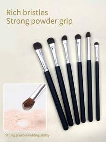 INYUSUN 6pcs Mini Eyeshadow Brush Set, Blending & Application Makeup Tools, Portable Travel Makeup Brushes, Suitable For Beginners - Black - View 7
