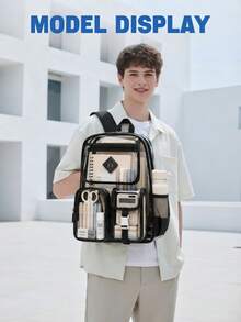 NEWHEY Men's Clear Backpack For School,Heavy Duty PVC Transparent Bookbag For Men Girls Stadium Approved See Through Backpack - Black - View 6