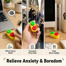 1pc Non-Double Button Stress Relief Keychain, Dual-Color Pop-Up Pressure Release Toy, Pocket Sensory Hand Toy, Daily Backpack Charm, Office Desk Mini Decor, Leisure Social Fidget, Minimalist Collectible Gift, Suitable For Teens And Adults - Multicolor - View 6