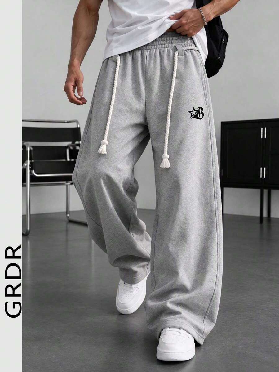 GRDR Men's Loose Drape Wide Leg Long Pants Outdoor Minimalist - Light Grey - View 1