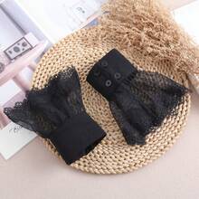 Elegant Detachable Mesh Lace Sleeve Cuffs, Classic Tweed Style Decorative Cuffs Fashion Accessory For Women - Black-161 - View 1