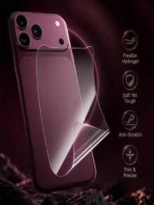5 Pcs Full Cover Back Hydrogel Film Compatible With Iphone 18 Pro Max/18 Pro/17/16/15/14/13/12/11/17 Pro Max/16 Pro Max/17 Pro/15 Pro Max/17e/16e/Plus/Mini/X/XR/XS Max,Soft Protector Film,Anti-Scratch,Anti-Fingerprint,Case-Friendly,Easy To Install - Clear - View 5