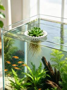 Aquarium Hydroponic Floating Planting Basket, 3D Printed Plastic Universal Floating Plant Holder, Soilless Cultivation Fixation Device, Root Rot Prevention Water Purification Plant Rack, Fish Tank Landscape Decoration Accessory, Suitable For Ivy - Multicolor - View 6