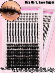 312pcs Upper & Lower Eyelash Clusters, Mixed Spiky DIY False Eyelashes, Thin & Fluffy Lash Clusters, Mixed Length Voluminous Lash Extensions, Lightweight Natural Look, Suitable For Daily, Party, Date, Christmas, Holiday Makeup - D - View 9