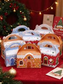 8/4/1pc Christmas Gift Box, Patterns Include Santa Claus, Reindeer, Snowman And Christmas Tree, Suitable For Christmas, Holidays And Home Decor, Party Favors And DIY Gift Packaging - Style Two - View 2
