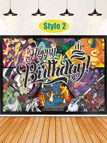 bandai Birthday Party Backdrop Fabric, 4 Styles To Choose From, High-Definition Character Prints, Can Be Hung, Suitable For Birthday Parties, Holidays, Etc. As A Stage Decoration, Creating A Strong Atmosphere For Taking Photos And Posting. - Multicolor - View 14