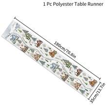 1Pc Polyester Christmas Table Runner, Winter Snow Village & Snowy Christmas Tree Print, Snow Scene House Pattern, Holiday Dining Table Decor For Christmas Party Home Room Decoration - A - View 2