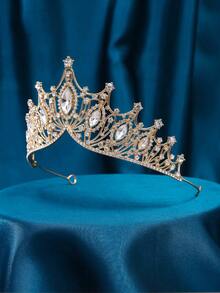 Bridal Crown Vintage Baroque Luxury Crystal Tiara Wedding Dress Headpiece Wedding Party Rhinestone Headband Marriage Gift Hairband - Gold - View 7