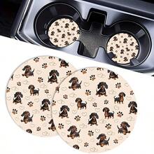 2pcs Printed Dachshund Dog Car Cup Holder Coasters/Anti-Slip Easy Clean Cup Holder Car Decoration Coasters/Holiday Gift - Dachshund Print Coaster - View 6