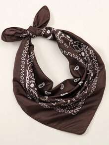 1PC Fashion Paisley Print Novelty Handkerchief Hair Band Denim Bohemian Style Suitable For All Seasons Square Scarf - Coffee - View 3