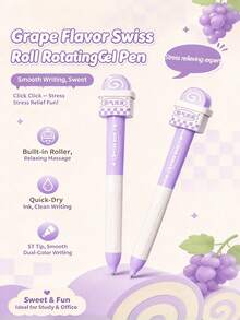 1/4pcs Swiss Roll Cake Fragrance Stress Relief Clickable Neutral Pens, Cute Dessert Shaped Rotating Stress Relief Pens, ST Tip Quick-Dry Ink Student Exam Practice Planner Stationery, Office And Study Supplies - Sets - View 3