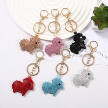 1 buah Gantungan Kunci Anjing Berkilau dengan Rhinestones, Gantungan Kunci Anak Anjing Lucu Berkilau untuk Tas Tangan, Kunci Mobil, Hadiah untuk Remaja dan Wanita - MultiWarna - View 1