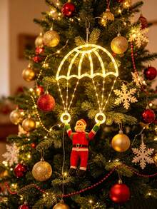 1 buah Lampu Parasut Santa Natal, Desain Kreatif Parasut Santa, Ditenagai oleh USB, Cocok untuk Dekorasi Dalam Rumah untuk Suasana Liburan, untuk Ruang Tamu, Kamar Tidur, Dekorasi Pohon Natal, Hadiah Pesta - parasut - View 4