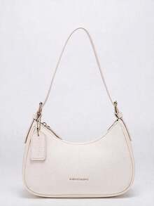 Pink Crossbody Bag, Minimalist & Versatile, Decorated With Delicate Cherry Pendant, Fashion Travel Essential. Crescent Moon Bag, Y2K Underarm Shoulder Bag - White - View 3