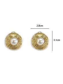 1 Pair Elegant Round Pearl Stud Earrings For Women Daily Wear - Round Pearl Stud Earrings - View 2