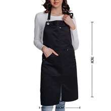 Fashion Unisex Apron With Halter Neck, Side Slit And Multiple Pockets, Cashier, Barber, Barista, Milk Tea Shop, Catering, Kitchen, Korean Style Workwear - Multicolor - View 3
