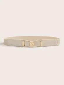 1pc Women Symmetrical Buckle Casual Elastic Belt For Dress Decoration Summer, School Fall, Autumn, Halloween - Black - View 12