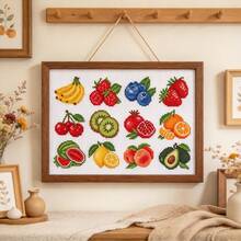 طقم تطريز الفاكهة الطازجة 11CT خيط 3-خيوط 52x36 سم [20.5x14.2 بوصة] نمط مطبوع قطع مجاني DIY تخفيف الضغط حرفة يدوية - متعدد الألوان - مشاهدة 7