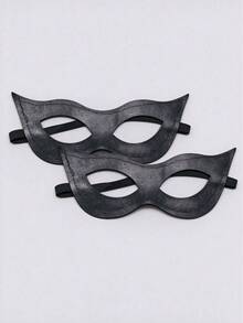 Topeng Setengah Wajah Mata Kucing Kulit Hitam 3/2/1 buah, Aksesori Kostum Cosplay Wanita, Cocok untuk Halloween - MultiWarna - View 8