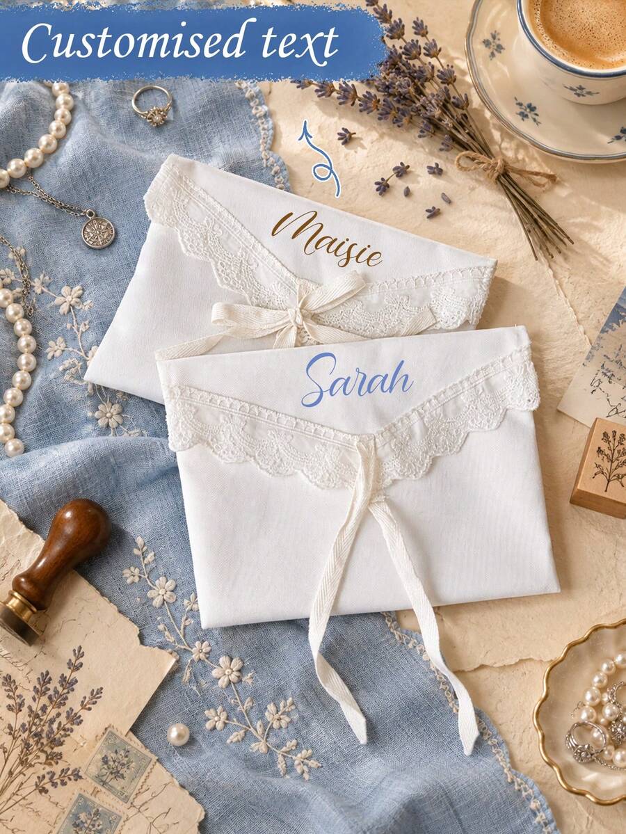 Personalized Lace Lingerie Pouch, Custom Bridal Bag, Bachelorette Party Gift For Bride, Wedding Lingerie Bag, Bridal Shower Gift, Last Fling Keepsake - Multi-color - Storage Bag - View 1