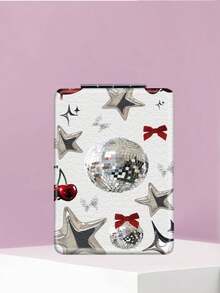 1PC Millennium Y2K Series Portable Vanity Mirror, Foldable Lightweight Ultra-Thin Convenient Hand Mirror, PU Leather, Suitable For Multiple Scenarios And All People, Rectangular Pocket Mirror With Cartoon Starfish, Heart, Cherry, Star, Bow Design, Exquisite And Delicate, Easy To Carry, Handheld Makeup Mirror, 180° Flip Cover, Multi-Functional Mini Mirror - Multicolor - View 9