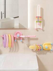 1pc/8pcs No-Drill Suction Cup Hair Accessory Storage Rack, Dopamine Macaron Color Star-Shaped Decorative Wall-Mounted Multi-Function Hair Tie & Headband Organizer, Detachable Wall Hook Display Rack For Girls' Daily Use - Multicolor - View 6