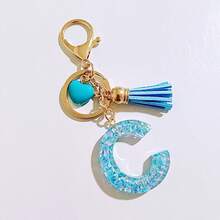 20pcs Random Style Letter Blue Heart Tassel Keychain Cute INS Style Bag Pendant Car Charm Accessory - one-size - View 3