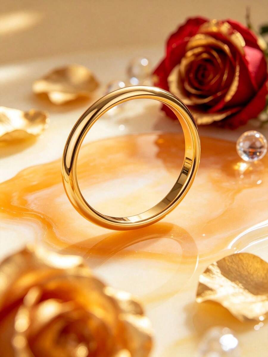 Gold Wide Polished Smooth Bracelet, Minimalist Metal Personalized Jewelry, Suitable For Women's Daily Wear, Party, Gift - Gold - View 1
