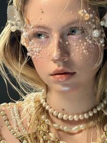 3D Colorful Rhinestone Rose Red Heart Silver White Pearl Multi-Particle Face Decoration Rhinestone Stickers Y2K Holiday Party Daily Makeup DIY Music Festival Dance Party Suitable For Hair Eyes Face Body Decoration - Multicolor - View 8