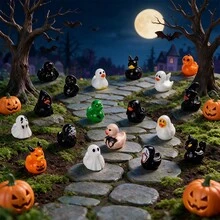 1/10/20/50pcs Mini Halloween Duck Figurines, Pumpkin & Grim Reaper Skeleton Mini Statues, Halloween Party Favors, Classroom Rewards, Desktop, Car Window Micro Landscape Decor - A - View 7