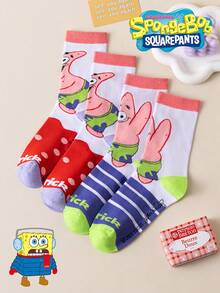 SpongeBob SquarePants 4/2/1 زوج جوارب رجالية SquarePants، جوارب كرتونية مضحكة متوسطة الطول، سميكة للخريف/الشتاء - متعدد الألوان - مشاهدة 4