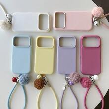 Minimalist Solid Color Liquid Silicone Lychee Texture Phone Case For 18 Pro Max, 17 Full Coverage, 16 Shockproof, 15 - White - View 3