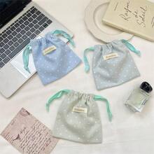 Macaron Color Wave Dot Drawstring Storage Bag Travel Portable Band Mouth Small Cloth Bag Cosmetic Storage Cloth Bag Lipstick Headset Perfume Storage Bag - Multicolor - View 4