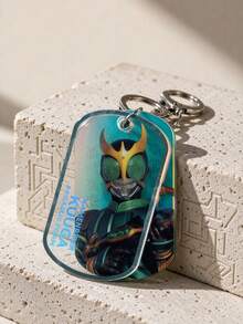 8cm Clear Acrylic Keychain Charm With Silver Lobster Clasp And Split Ring, 6 Masked Hero Designs Bag Pendant For Backpack Handbag Purse Keys, Unisex Collectible Accessory - Multicolor - View 5