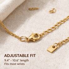 1pc Customized Double Layer Heart Bracelet, Engravable Photo & Text, Personalized Name & Image, Titanium Steel Non-Fading Gold Layered Chain With Small Gold Bead Pendant Design, DIY Engraved Heart Pendant, Can Engrave Portrait & Name, Versatile Accessory For Daily Commute & Dating, Gift For Girlfriend, Best Friend, Anniversary, Birthday, Niche Luxury Jewelry - Multicolor - View 9