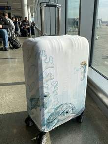 1pc Blue Shell,Starfish,Octopus Print Luggage Cover, Fits 18-32 Inch Suitcases. Stretchable, Scratch-Proof & Dustproof, Stylish Decoration For Luggage - Multicolor - View 11