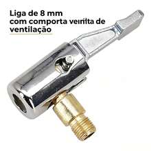 Bico Inflador De Pneu Com Presilha Travamento Rápido Rosca 8mm Adaptador Para Bomba De Ar Carro Moto E Bicicleta - com válvula de alívio - Visão 2
