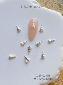 1 gói phụ kiện trang trí nail nghệ thuật mùa đông Giáng Sinh, cây thông, vòng hoa, tuần lộc, chuông, charm nail 3D bằng hợp kim kim loại - Nhiều màu - Xem 38