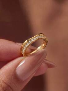 1pc Women's Smiling Diamond Ring, Suitable For Valentine's Day/Birthday/Couple Gift, Stackable DIY Romantic Thin Ring, Exquisite Jewelry Gift - Diamond Ring - View 5