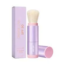 SPF30 Mineral Powder Sunscreen Brush, Lightweight Transparent Face Powder With Soft Brush, Portable Oil-Control Touch-Up Powder For Daily Summer Outdoor Travel, 8g - Mauve Purple - View 10